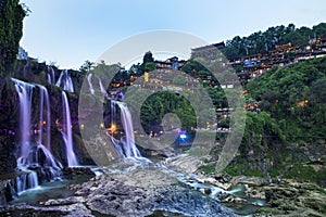 Beautiful waterfall in Furong ancient town, Xiangxi, Hunan, China