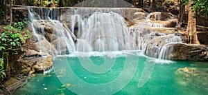 Beautiful waterfall Huai Mae Khamin, Thailand. Panorama