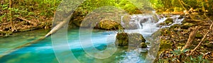 Beautiful waterfall Huai Mae Khamin, Thailand. Panorama