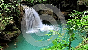 Beautiful waterfall in the Jamaican jungle