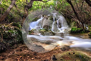 Beautiful waterfall in Marbella, Spain during daylight