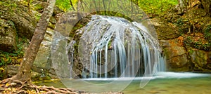 Beautiful waterfall on a mountain river