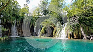 Beautiful waterfall in a national park in Croatia