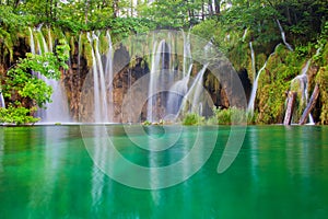 Beautiful Waterfall, Plitvice Lakes National park, Dalmatia, Croatia