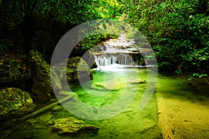 Beautiful waterfall in the rainforest jungle