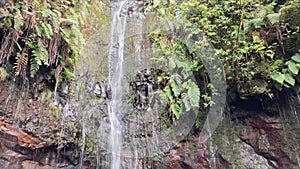 Beautiful waterfall Risco at Levada das 25 Fontes, Madeira