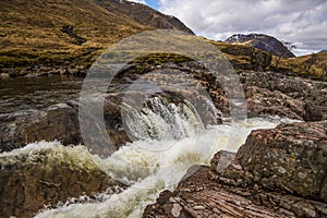 A beautiful waterfall on the River Etive in the Highlands of Scotland