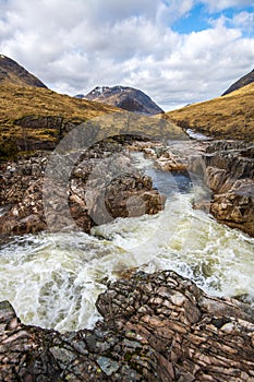 A beautiful waterfall on the River Etive in the Highlands of Scotland