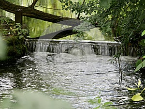 Beautiful waterfall on the  River Itchen in Winchester