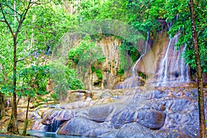 Beautiful waterfall on the river Kwai, Thailand.