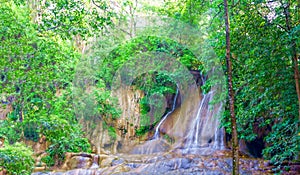 Beautiful waterfall on the river Kwai, Thailand.