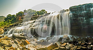 Beautiful Waterfall in river with a Long exposure photography