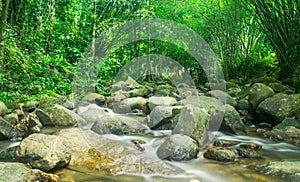 Beautiful waterfall through rock