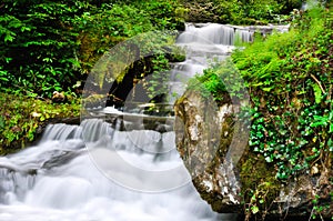 Beautiful waterfall slow motion in summer