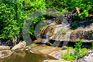 Beautiful waterfall in Sofiyivka park in Uman, Ukraine