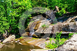 Beautiful waterfall in Sofiyivka park in Uman, Ukraine