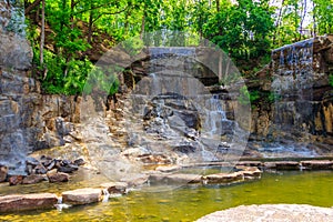Beautiful waterfall in Sofiyivka park in Uman, Ukraine