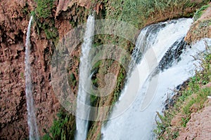 Beautiful waterfall spray run on the rocks