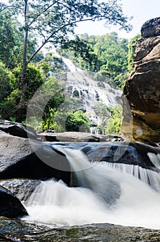 Beautiful waterfall on top of mountain