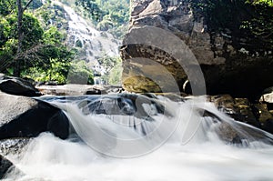 Beautiful waterfall on top of mountain