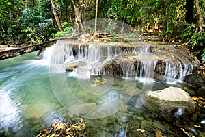 Beautiful Waterfall in tripical forest photo