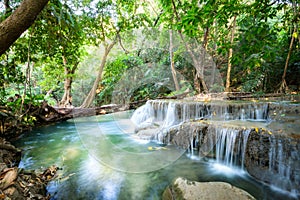 Beautiful Waterfall in tropical forest of Thailand