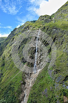 Beautiful waterfall on the way to Amjilosa. Kangchenjunga, Nepal photo