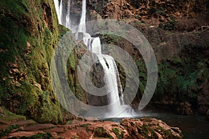 Beautiful waterfalls called - Ouzoud in Morocco. Ouzoud Falls in Africa. Landscape