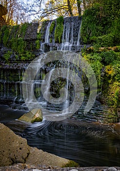 Beautiful waterfalls in Spain in Catalonia, near the small village Rupit. Creek Rupit