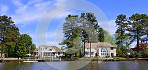 Beautiful waterfront homes by the bay near Rehoboth Beach, Delaware, U.S.A