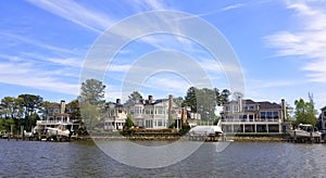 Beautiful waterfront homes by the bay near Rehoboth Beach, Delaware, U.S.A