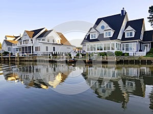 Beautiful waterfront homes by the bay near Rehoboth Beach, Delaware, U.S.A