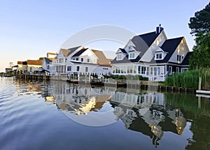 Beautiful waterfront homes by the bay near Rehoboth Beach, Delaware, U.S.A