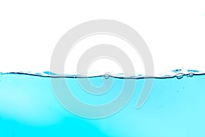 Beautiful wave and nice bubble of pure water isolated on white background