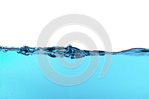 Beautiful wave and nice bubble of pure water isolated on white background