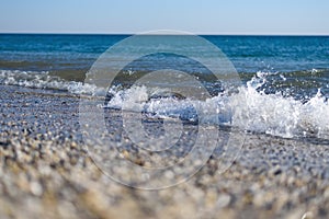 Beautiful wave in the sea at sunny day.