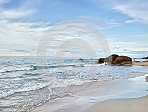 Beautiful waves on Bangka Belitung beach