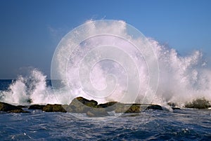 Beautiful waves hitting the coastline rocks 2