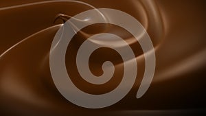 Beautiful Wavy Chocolate Close-up Looped 3d Animation Slow Motion. Realistic Chocolate Brown Color Paste Rotating Loop