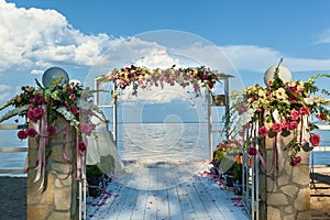 Wedding arch and set up on the beach