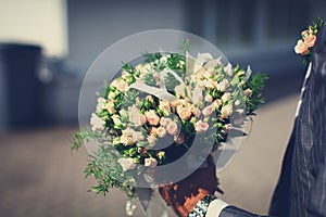Beautiful wedding bouquet of roses