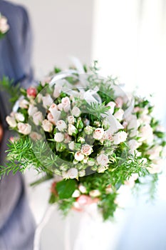 Beautiful wedding bouquet of roses