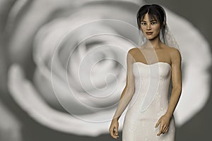 Beautiful wedding bride. 3D rendering