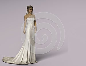 Beautiful wedding bride. 3D rendering