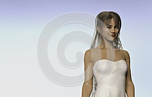 Beautiful wedding bride. 3D rendering