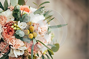 Beautiful wedding buoquet with roses