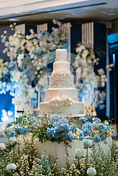 Beautiful wedding cake with blur background