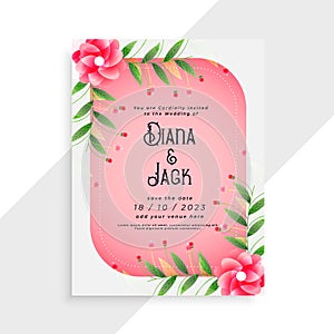 Beautiful wedding card design with flower elements