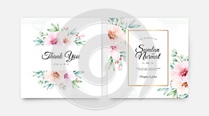 Beautiful wedding card template with floral partition watercolor