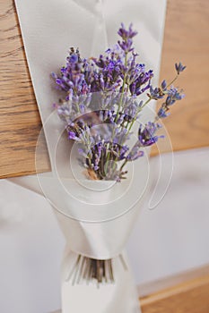 Beautiful wedding chairs lavanda flower